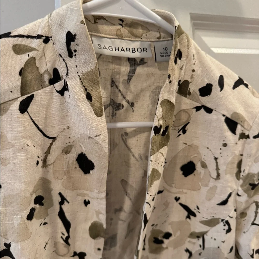 Sag Harbor Women's Cream and Black Patterned Blazer
